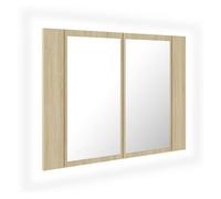 vidaXL Armario espejo de baño LED acrílico roble Sonoma 60x12x45 cm