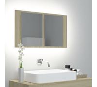 Vidaxl armario espejo de baño led acrílico roble sonoma 80x12x45 cm