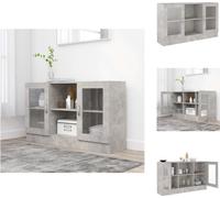 vidaXL Armario expositor gris hormigón, 120x30,5x70 cm, material de madera - Muebles aparador