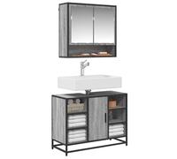 vidaXL Armario lavabo baño madera ingeniería 80x33x60 cm en color Gris sonoma/Roble Sonoma/Marrón roble y más | almacenamiento funcional diseño moderno para baño dormitorio sala