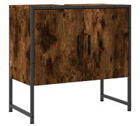 vidaXL Armario lavabo baño madera ingeniería roble ahumado 60x33x60 cm