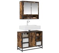 vidaXL Armario lavabo baño madera ingeniería roble ahumado 80x33x60 cm