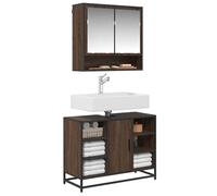 vidaXL Armario lavabo baño madera ingeniería roble marrón 80x33x60 cm