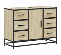 vidaXL Armario lavabo baño madera ingeniería roble marrón 80x33x60 cm en color Marrón roble/Roble ahumado/Gris sonoma y más | almacenamiento funcional diseño moderno para baño dormitorio sala