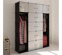 vidaXL Armario modular con 14 compartimentos, color /blanco, 37x146x180,5 cm - Armario modular - Armarios modulares - Almacenamiento de ropa - Estantería para zapatos