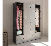 vidaXL Armario modular con 18 compartimentos, color /blanco, 37x146x180,5 cm - Armario modular - Armarios modulares - Almacenamiento de ropa - Estante para zapatos