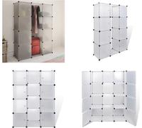 vidaXL Armario modular con 9 compartimentos, 37x115x150 cm, blanco. Armario modular. Armarios modulares. Almacenamiento de ropa. Estantería para zapatos
