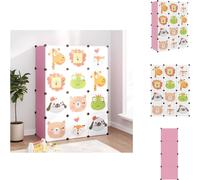 vidaXL Armario modular para niños con 12 compartimentos, color rosa, fabricado en PP - Estanterías y armarios para zapatos