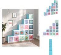 vidaXL Armario modular para niños con 15 cubos, color azul, fabricado en PP - Estanterías y armarios para zapatos