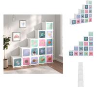 vidaXL Armario modular para niños con 15 cubos, color blanco, fabricado en PP - Estanterías y armarios para zapatos