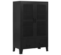 vidaXL Armario oficina indutrial puertas malla acero negro 75x40x120cm