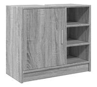 vidaXL Armario para lavabo madera de ingeniería 63x29x55 cm en color Blanco/Gris sonoma/Roble ahumado y más | almacenamiento funcional diseño moderno para baño dormitorio sala