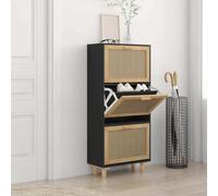 vidaXL Armario para zapatos , 52x25x115 cm, material de madera y ratán natural - Armario para zapatos - Armarios para zapatos - Almacenamiento de zapatos - Organizador de zapatos