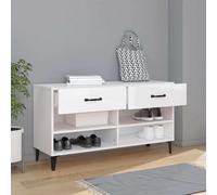 vidaXL Armario para zapatos, blanco brillante, 102x35x55 cm, material de madera - Armario para zapatos - Armarios para zapatos - Almacenamiento de zapatos - Organizador de zapatos