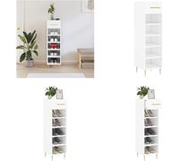 vidaXL Armario para zapatos, blanco brillante, 30x35x105 cm, material de madera - Armario para zapatos - Armarios para zapatos - Almacenamiento de zapatos - Organizador de zapatos