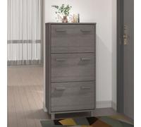 vidaXL Armario para zapatos HAMAR, gris claro, 59,5 x 35 x 117 cm, madera maciza de pino - Armario para zapatos - Armarios para zapatos - Armario de madera - Armario de madera maciza