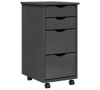 vidaXL Cajonera con ruedas MOSS madera maciza de pino gris
