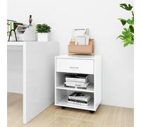 vidaXL Armario ruedas madera contrachapada blanco brillante 46x36x59cm