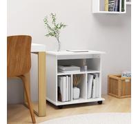 vidaXL Armario ruedas madera contrachapada blanco brillante 60x45x60cm