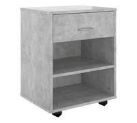 vidaXL Armario con ruedas, cajonera y estantería de contrachapada gris hormigón 46x36x59 cm