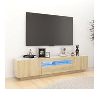 vidaXL Armario TV con Luces LED Soporte Mobiliario Aparador Estante Salón Sala de Estar Dormitorio Decoración Color Roble Sonoma 180x35x40 cm