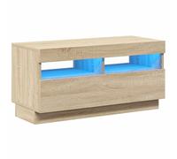 vidaXL Armario TV con Luces LED Soporte Mobiliario Aparador Estante Salón Sala de Estar Dormitorio Decoración Roble Sonoma 80x35x40 cm