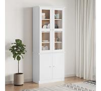vidaXL Armario vitrina ALTA madera maciza pino blanco 77x35x186,5cm
