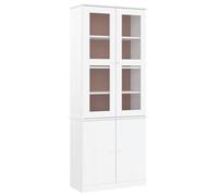 vidaXL Armario vitrina Madera maciza pino blanco 77x35x186,5 cm Expositor de cristal
