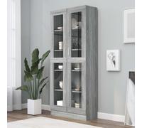 vidaXL Armario vitrina gris Sonoma, 82,5 x 30,5 x 185,5 cm, material de madera - Armario vitrina - Armarios vitrina - Estantería - Librería