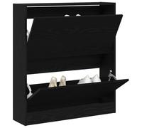 vidaXL Armario Zapatero con estante Roble negro, madera de ingeniería, 80 x 21 x 87,5 cm