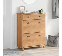 vidaXL Armario zapatero ASKIM con cajón Marrón 85x35x108 cm Madera de pino para sala