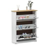 vidaXL Armario Zapatero Corona 99 x 32 x 122 cm Madera de Pino Macizo, Amplio Almacenamiento, Zapatero Rectangular de Madera rústica, Organizador Duradero para el Pasillo