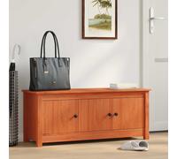 vidaXL Armario para zapatos, color marrón cera, 110 x 38 x 45,5 cm, madera de pino maciza