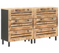 vidaXL Armarios de almacenamiento, 2 unidades, 120 x 33 x 75 cm, madera maciza de mango