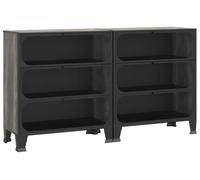vidaXL Armarios de almacenamiento, 2 unidades, color gris, 72x36x82 cm, metal y MDF