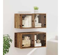 vidaXL Armarios de pared 2 pcs Madera Vieja 68 x 37 x 35 cm