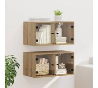 vidaXL Armarios de pared 2 pcs Roble artesanal 68 x 37 x 35 cm