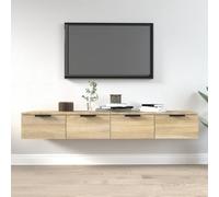 vidaXL 2X Armarios de Pared Aparador Mueble Almacenaje Flotante Dormitorio Entrada Estante Cajón Doméstico Contrachapada Roble Sonoma