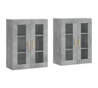vidaXL Armarios de pared 2 uds madera de ingeniería gris hormigón Gris