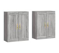 Vidaxl Armarios de Pared 2 Uds Madera de Ingeniería Manija de Puerta en Hoja Dorada Mueble de Almacenaje de Salón Sonoma gray