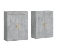 Vidaxl Armarios de Pared 2 Uds Madera de Ingeniería Manija de Puerta en Hoja Dorada Mueble de Almacenaje de Salón Concrete gray