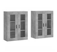 Vidaxl Armarios de Pared 2 Uds Madera de Ingeniería Manija de Puerta en Ranura Negra Mueble de Almacenaje de Salón Concrete Gray