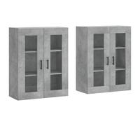 Vidaxl Armarios de Pared 2 Uds Madera de Ingeniería Manija de Puerta en Redondo Negro Mueble de Almacenaje de Salón Concrete gray