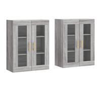 Vidaxl Armarios de Pared 2 Uds Madera de Ingeniería Manija de Puerta en Tubo Dorado Mueble de Almacenaje de Salón Sonoma gray