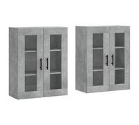 Vidaxl Armarios de Pared 2 Uds Madera de Ingeniería Manija de Puerta en Tubo Negro Mueble de Almacenaje de Salón Concrete gray