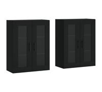Vidaxl Armarios de Pared 2 Uds Madera de Ingeniería Manija de Puerta en Tubo Negro Mueble de Almacenaje de Salón Black