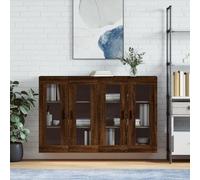 Vidaxl Armarios de Pared 2 Uds Madera de Ingeniería Manija de Puerta en Ranura Negra Mueble de Almacenaje de Salón Oak brown