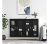 vidaXL Armarios de pared 2 uds madera de ingeniería negro