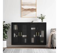 vidaXL Armarios de pared 2 uds madera de ingeniería en color Negro/Roble Sonoma | almacenamiento funcional diseño moderno para baño dormitorio sala