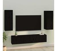 vidaXL Armarios de pared 2 uds madera maciza de pino negro 30x30x80 cm